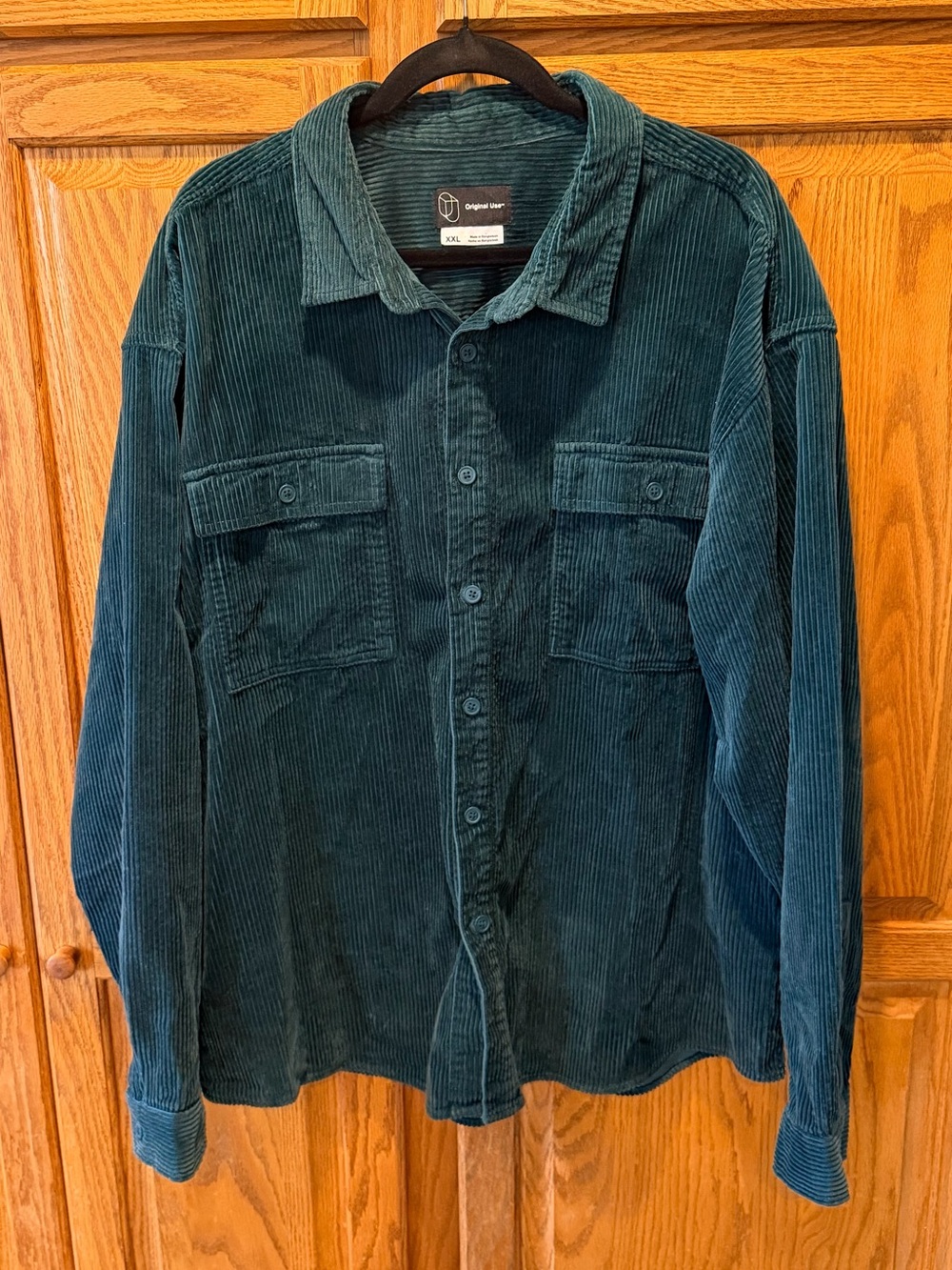 Oversized Dark Green Shacket XXL 100% Cotton Utility Button Up Shirt Jacket